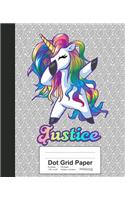 Dot Grid Paper: JUSTICE Unicorn Rainbow Notebook