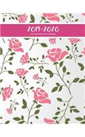 2019-2020 12 Month Planner: Pink Rose Academic Planner for Students Track Goals Class Schedules and Assignments