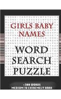 Girls Baby Names WORD SEARCH PUZZLE +300 WORDS Medium To Extremely Hard