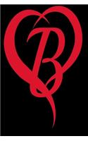 Monogram Initial Letter B Adorable Heart Red and Black