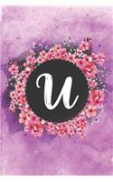 Cherry blossom flowers letter U journal