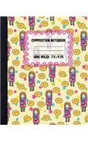 Coffe Girl Composition Notebook: Pretty Lined Paper Exercise Book for Kids - Wide Ruled Notebook for Schoolgirl - Unique Gift Idea with Cute Patterns