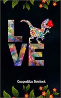 Composition Notebook: Low Poly Floral Dinosaur, Valentines Day Love Journal Gift for Girls Mothers to Write on