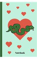 Notebook: Snake & Hearts (Green)