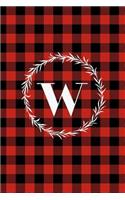 W: W Monogram Journal: Buffalo Plaid: 6x9 Inch, 120 Pages, Lined Journal, College Ruled Notepad