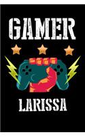 Gamer Larissa: Liniertes Notizbuch für deinen Vornamen