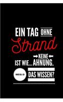 Ein Tag ohne Strand ist wie... keine Ahnung. Woher soll ich das Wissen ?: Notizbuch - 110 Seiten - Punkteraster Dot Grid - 6x9 /15.24 x 22.86 cm - Geschenk Urlaub - Lustiger Spruch Strand