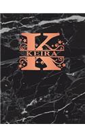 Keira: Personalized Dot Grid Bullet Notebook for Women or Girls. Monogram Initial K. Black Marble & Rose Gold Cover. 8.5 x 11 110 Pages Dotted Journal Diar