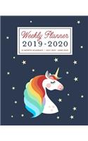Weekly Planner 2019 - 2020 12-Month Academic, July 2019 - June 2020: Rainbow Unicorn Weekly & Monthly Dated Calendar Organizer with To-Do's, Checklists, Notes and Goal Setting Pages