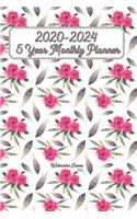 2020-2024 Watercolor Leaves 5 Year Monthly Planner 6x9
