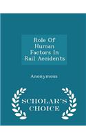 Role of Human Factors in Rail Accidents - Scholar's Choice Edition