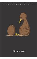 Kiwi bird looking wondered on a Kiwi fruit Notebook