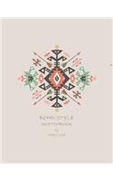 Boho style sktechbook: Boho style on grey cover (8.5 x 11) inches 110 pages, Blank Unlined Paper for Sketching, Drawing, Whiting, Journaling & Doodling(4 Boho Style on Grey Sketchbook)