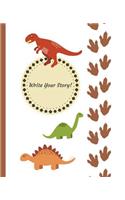 Dinosaur Primary Story Writing Notebook: Primary K-2 Writing Notebook, Dinosaur Writing Book, 7.5x9.25 150 pages of Lined paper with blank drawing spaces, Primary Composition Book