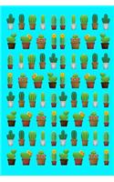 Cactus Flower Design Blank Notebook Journal Aqua 120 College Ruled Pages 6 X 9