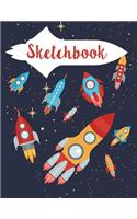 Sketchbook: Spaceships. Blank White Paper (110 Blank Pages, 8.5''x11'' Size) for Drawing, Graffiti, Manga or Sketching, Doodle Pad Gift for Boys Girls Teens Kid