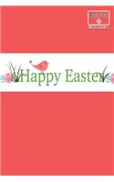 Write Here Notebooks: Happy Easter Journal Edition Custom Notebook Lined Paper 100 Pages 6"x9" Glossy Cover Finish Happy Easter Pink Bird