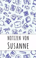 Notizen von Susanne: Kariertes Notizbuch mit 5x5 Karomuster für deinen personalisierten Vornamen