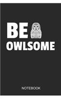 BE OWLSOME Notebook: 6x9 110 Pages Lined Owl Journal For Bird Lovers