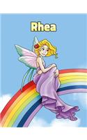 Rhea: Personalized Composition Notebook - Wide Ruled (Lined) Journal. Rainbow Fairy Cartoon Cover. For Grade Students, Elementary, Primary, Middle School,