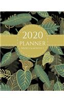 2020 Planner Weekly and Monthly: Golden Leaves January - December 2020 Calendar and Planner 8x10 For To-Do List, Appointment Journal and Academic Agenda Schedule Organizer