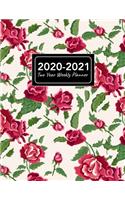 2020-2021 Two Year Weekly Planner: 8.5x11 Elegant Vintage Rose Flower Floral Pattern 2 Year Weekly Planner, Organizer, Journal, Notebook & To Do list Gift For Men, Women, Teen Girls, 