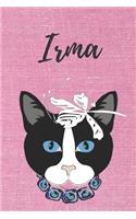 Irma Malbuch für Erwachsene Katze / Notizbuch / Tagebuch / Journal / DIN A5 / Geschenk: individuelles personalisiertes blanko Mädchen & Frauen Namen Notizbuch, ... Weihnachts & Geburtstags Geschenk für Frauen.