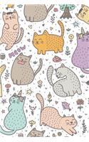 Meow: Cute Cat and Caticorn Notebook - Blank Lined Note Book, Writing Pad, Journal or Diary with Lines for Cat Lovers - 120 College Ruled Pages - Size 6x9