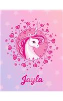 Jayla: Unicorn Large Blank Primary Sketchbook Paper - Pink Purple Magical Horse Personalized Letter J Initial Custom First Name Cover - Drawing Sketch Book