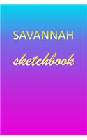 Savannah: Sketchbook - Blank Imaginative Sketch Book Paper - Pink Blue Gold Custom Letter S Personalized Cover - Teach & Practice Drawing for Experienced & As