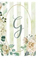 2020 Weekly Planner, Letter G, Green Stripe Floral Design