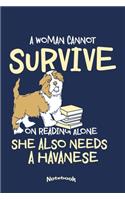 My Funny Havanese Notebook: Cute Notebook, Diary or Journal Gift for Women who are not only Havanese Owners, Breeders, Fans who also love Books, Reading and Novels with 120 Dot