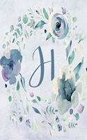 Notebook 6"x9", Letter H - Blue Purple Floral Design: College-ruled, lined format exercise book with flowers, alphabet letters, initials series.