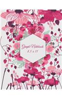 Graph Notebook 8.5 x 11: Pink Floral, 1/4" Inch Graph Paper Large Print 8.5" x 11" Blank Quad Ruled, Blank Graph Paper Composition Books