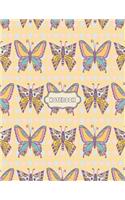 Notebook: Boho style butterfly on yellow cover and Lined pages, Extra large (8.5 x 11) inches, 110 pages, White paper(3 Boho Style Butterfly on Yellow Notebook)