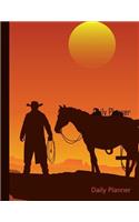 Daily Planner: 2019 - 2020 Cowboy Horse & Sunset Yearly Planner I January 19 - December 19 Writing Notebook Plan Days, Set Goals & Get Stuff Done