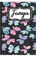 Tanya: Personalized Named Journal Notebook Pretty Butterfly Cover for Women and Girls Lined Pages
