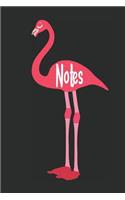 Notes: Journal with Print College Lined with Flamingo on Front and Back Cover