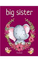 Big Sister Notebook: Personalized Cute Elephant Purple Draw and Write Journal with Inspirational Quotes for Girls