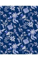 My Big Fat Journal Notebook Blue Chinoiserie Pattern On Navy: 300 Plus Pages, Jumbo Sized Plain, Blank Unlined Journal Notebook For Journaling, Writing, Planning and Doodling In Large 8.5 by 11 Size(47 Jumbo Plain Journal 2)
