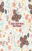 2022-2024 Three Year Planner: 3 Year Calendar 2022-2024 Monthly Planner 36 Months with Federal Holidays, Motivational and Inspirational Quotes (Pretty Yellow Butterfly)