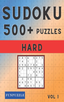 Funpuzzle 500+ Hard Sudoku Puzzles: : Sudoku puzzle book for adults - Vol. 1