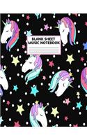 Blank Sheet Music Notebook: Cute Unicorn Matte Cover Design with 110 Pages White Paper Interior for Musician Students and Professionals Playing Piano, Ukelele, Mandolin and oth