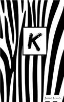 K: Personalized Initial Journal/Notebook/Diary - Zebra Print