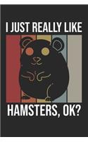 I Just Really Like Hamsters, OK?: DIN A5 Hamster Notizheft gepunktet - 120 Seiten gepunktetes Hamster Notizbuch für Notizen in Schule, Universität, Arbeit oder zuhause. - Eine tolles