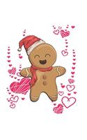 Christmas Gingerbread Man Hearts Notebook: Graph Paper Journal 6x9 - 120 Pages