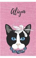 Aliya Katzen-Notizbuch / Malbuch / Tagebuch: Individuelles personalisiertes blanko Mädchen & Frauen Namen Notizbuch, blanko DIN A5 Seiten. Ideal als Uni ... Weihnachts & Geburtstags Geschenk fü