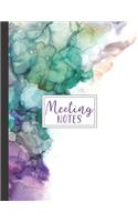 Meeting Notes: Designed For Busy Executive Assistants - Record Keeping Planner - Professional Office and Small Business - Midnight Jungle Blue Green Abstract Ink C