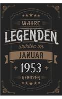 Wahre Legenden wurden im Januar 1953 geboren: Vintage Geburtstag Notizbuch - individuelles Geschenk für Notizen, Zeichnungen und Erinnerungen - liniert mit 100 Seiten
