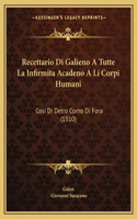 Recettario Di Galieno A Tutte La Infirmita Acadeno A Li Corpi Humani